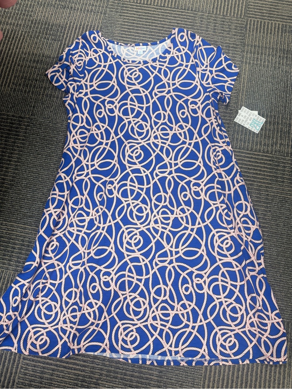 NWT LuLaRoe Jessie Dress Nautical Royal Rope Print Sz 2XL - Picture 2 of 4